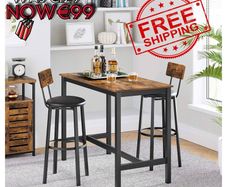 NEW SALE | Bar Stools, Set of 2 PU Upholstered Breakfast Stools, 75.4 cm Tall Seat, Footrest, Simple Assembly