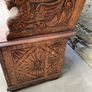 Late Victorian Gothic Revival Carved Oak Hall Settle. Image 8