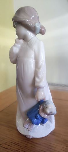 Vintage 1989 Lladro By Nao Girl With Rag Doll Figurine #1108 Hand Made In Spain