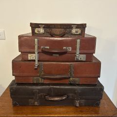 4 Old World European Antique Suitcases and luggage