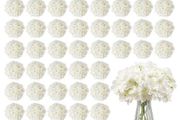 65 Pcs Artificial Silk Hydrangea Flowers 9.8 In Bouquet Arrangement White