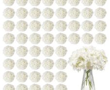 65 Pcs Artificial Silk Hydrangea Flowers 9.8 In Bouquet Arrangement White