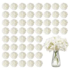 65 Pcs Artificial Silk Hydrangea Flowers 9.8 In Bouquet Arrangement White