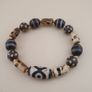 Vintage Himalayan Dzi Bracelet Two Eyes Agate & Striped Agate Beads Image 7