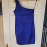 Blue one shoulder mini dress with pockets Image 2