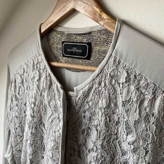 By Malene Birger Silk Lace Paneled Bomber Jacket