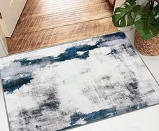 Washable Rugs Small Non Slip Area Rugs for Bedroom Machine Washable Rugs Living Room Soft Short Pile Rug Indoor Entry Floor Rug Non Shedding Dense Abstract Chic Ink Splash Rug 60x110CM Blue