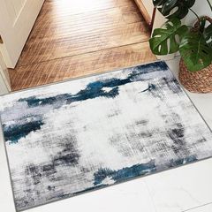 Washable Rugs Small Non Slip Area Rugs for Bedroom Machine Washable Rugs Living Room Soft Short Pile Rug Indoor Entry Floor Rug Non Shedding Dense Abstract Chic Ink Splash Rug 60x110CM Blue