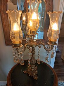 Two brass table lamps