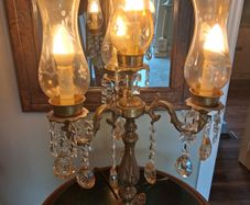 Two brass table lamps