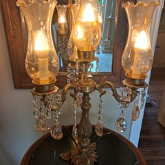 Two brass table lamps