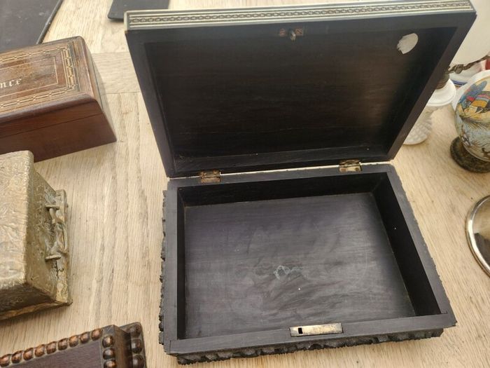 Superb boxes . mother of pearl ...brass . Epns. etc