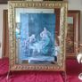 Antique Art Deco 26 Inches Tall Solid Brass Fireplace Screen With Framed Antique Print And Mirror Image 4