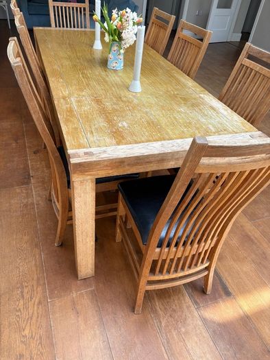 Rectangular extendable table (for 10) with 8 chairs