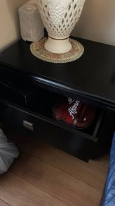 Pair of Black 2-Drawer Bedside Cabinets / Nightstands