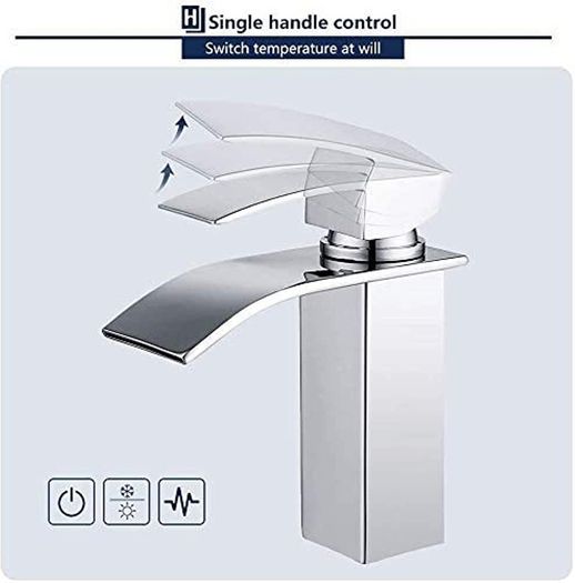 Waterfall Bathroom Faucet Wash Basin Mixer Tap Hot and Cold Water Sink Taps Single Handle Basin Taps Mixer Bathroom Tap Accessories Chrome Brass (FREE POSTAGE)