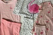 Flamingo theme girls shorts and T-shirts 3 sets