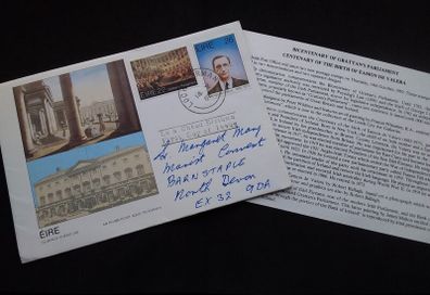 Ireland Stamps : Grattan's Parliament and Eamon DeValera Commemorative - First Day Cover - 1982