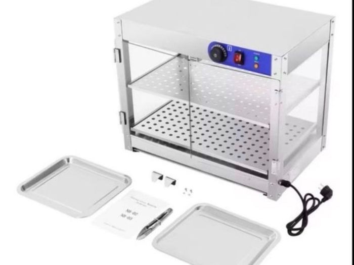 New  230v 800W Food Warmer Display Cabinet 201 stainless steel 2 Tiers Hot Cabinet for Fast-food Restaurants, Breakfast Shops