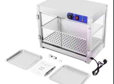 New  230v 800W Food Warmer Display Cabinet 201 stainless steel 2 Tiers Hot Cabinet for Fast-food Restaurants, Breakfast Shops