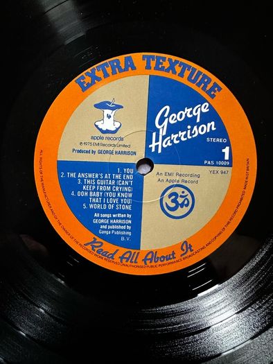 George Harrison Original 1975 extra texture Read all about it vinyl record   In fabulous condition for a 50+ year old record