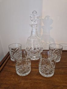 Glass Decanter and 4 glasses