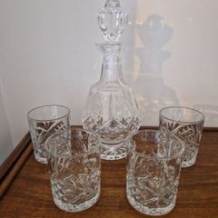 Glass Decanter and 4 glasses