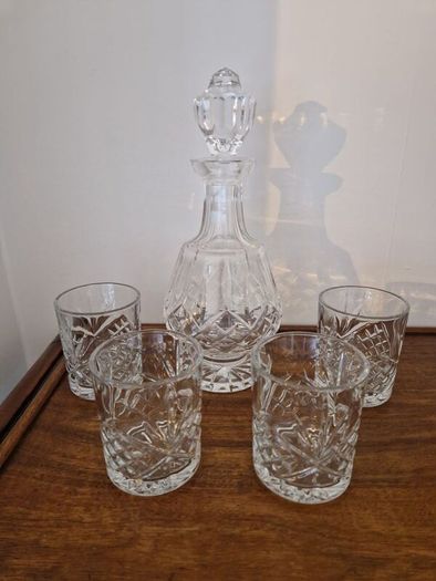 Glass Decanter and 4 glasses