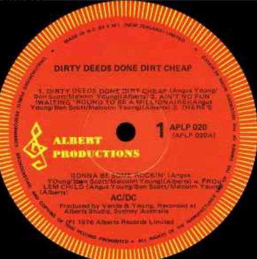 AC/DC Dirty deeds done dirt cheap. Official New Zealand import on Albert production label vinyl record in near mint condition