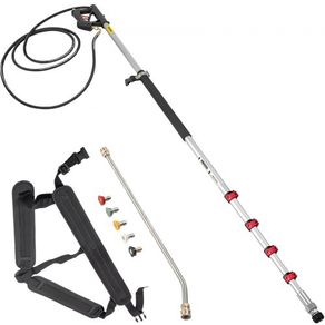 Telescoping Pressure Washer Wand, 609.6 cm 5-Section Length Adjustable, Max. 4000 PSI Pressure, Fit for 9.525 mm Quick Connection w/ Extension Wand