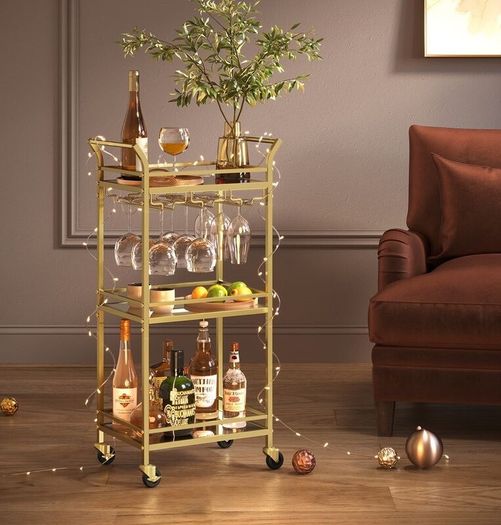 Elegant Serving trolley on wheels Drinks trolley