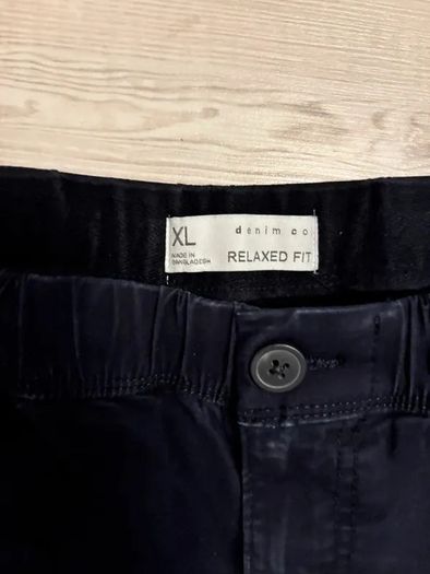 Black Relaxed Fit Trousers Elastic Waist XL