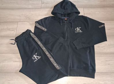 x2 Bundle - Calvin Klein Jeans Logo Tape Tracksuit - Full Zip Hoodie & Joggers - Size - Large
