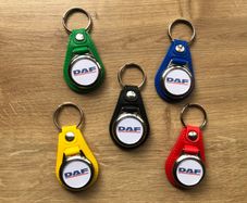 Synthetic  leather DAF keyring with shopping trolley token/coin