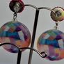 Round Geometric Pattern Beaded Stud Earrings Image 3