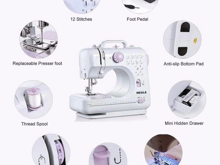 Sewing Machine for beginners with Instructional DVD, 5 Languages Manual, 53 PCS Accessories, 12 Build-in Stitches, 2 Speeds Double Thread (FREE POSTAGE)