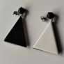 1980s Vintage Two Tone Triangle Geometric Earrings Image 2