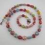 Antique Mix Venetian Style MultiColor Eyes Glass Beads Necklace Image 4