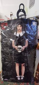 dress. Medium size, Gothic girl black and white velvet costume