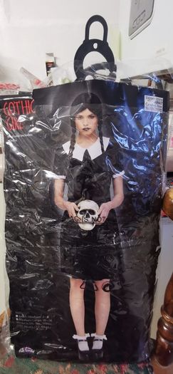 dress. Medium size, Gothic girl black and white velvet costume