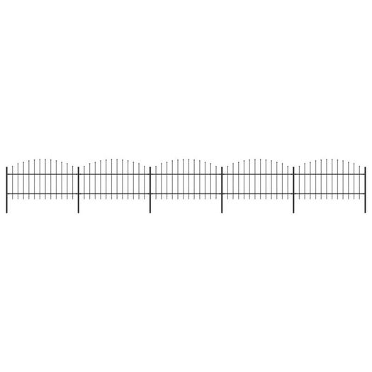 Garden Fence with Spear Top Steel (1-1.25)x8.5 m Black