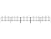 Garden Fence with Spear Top Steel (1-1.25)x8.5 m Black