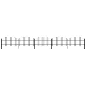 Garden Fence with Spear Top Steel (1-1.25)x8.5 m Black