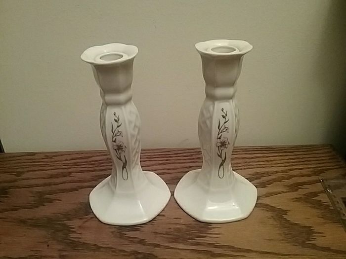 Beleek 2000 Country Trellis Candle Sticks