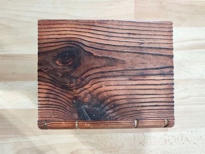 wooden wood book case storage case gift present box embossed Don Quixote