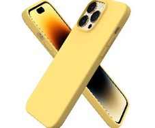 Liquid Silicone Case For Apple iPhone 14 Pro Max Luxury Thin Phone Cover Yellow