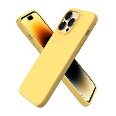 Liquid Silicone Case For Apple iPhone 14 Pro Max Luxury Thin Phone Cover Yellow