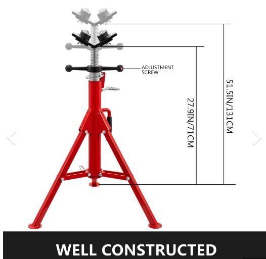 Pipe Jack Stand 1300lbs V-head With 2-ball Transfer Head