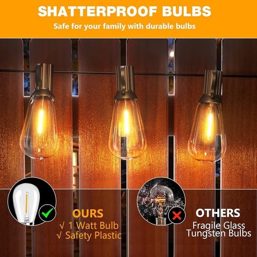 NEW SALE | 60FT Outdoor LED String Lights, ST38 Garden String Lights Mains Powered,Waterproof LED Outdoor Festoon Lights, 30 1 Bulbs 2700K Outside Patio String Lights for Decor Cafe Party Wedding
