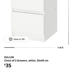 PAIR of IKEA kullen bedside tables